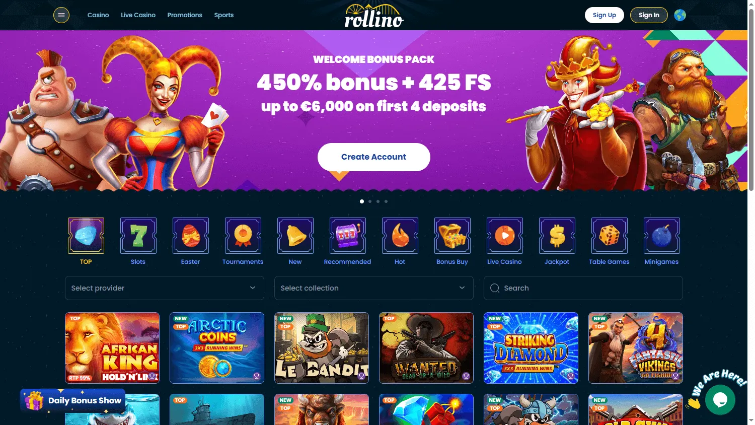 Rollino Casino desktop games