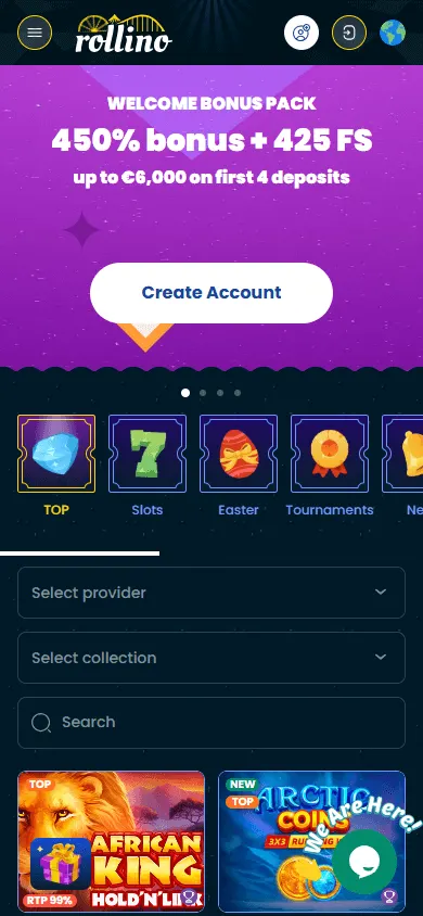 Rollino Casino mobile games